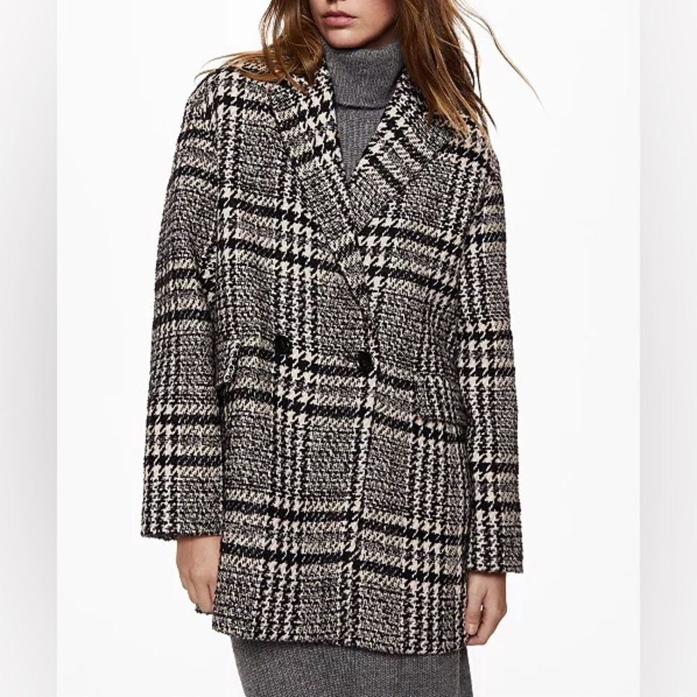 Mango Tweed Jacket Double Breasted Coat Oversized Size XXS MNG Classic Old Money